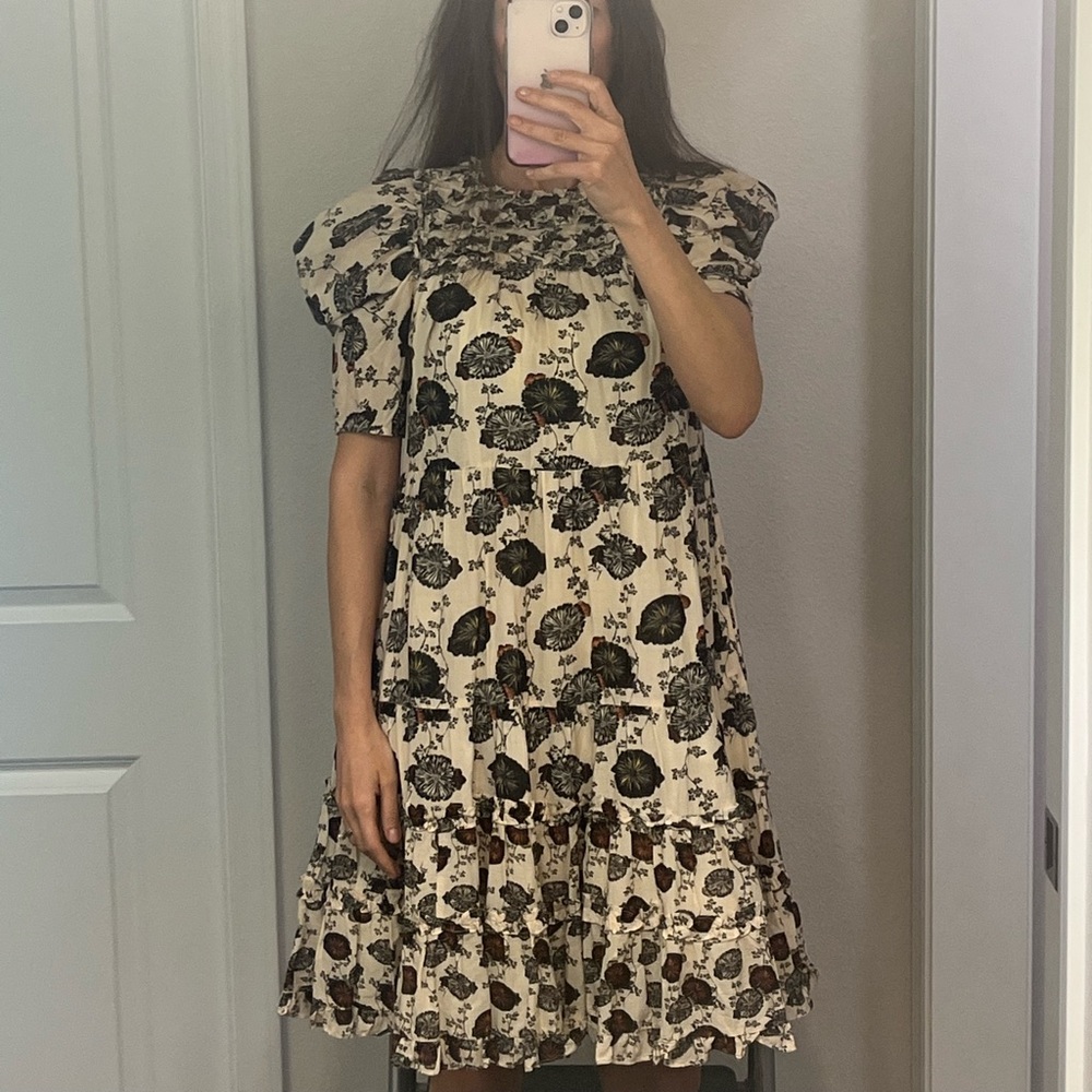 Ulla Johnson Cream and Black Floral Dress - Picture 4 of 13